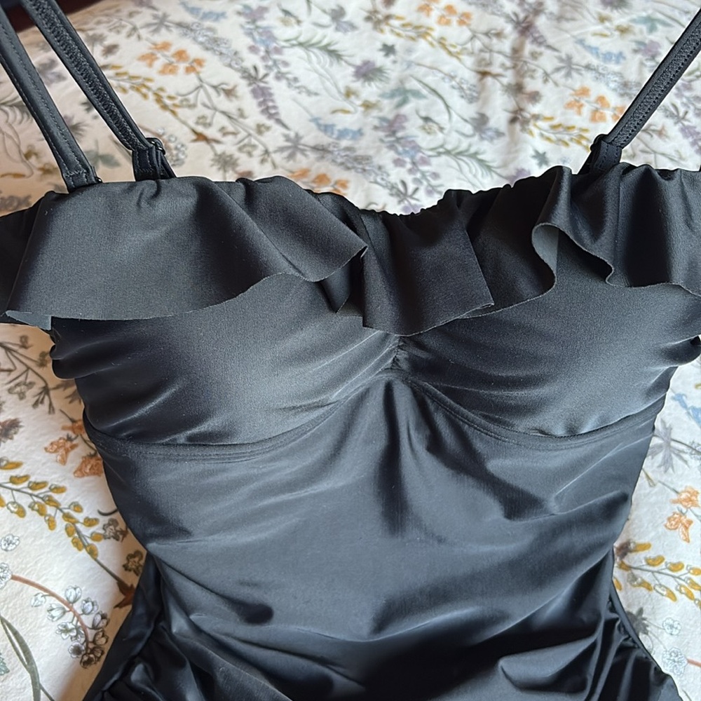 Boden Ruffled Swimsuit - Black Like New
